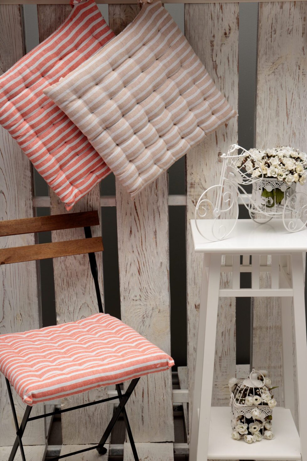 Chair cushion-stuhlkissenbezug-grau streifen-grey