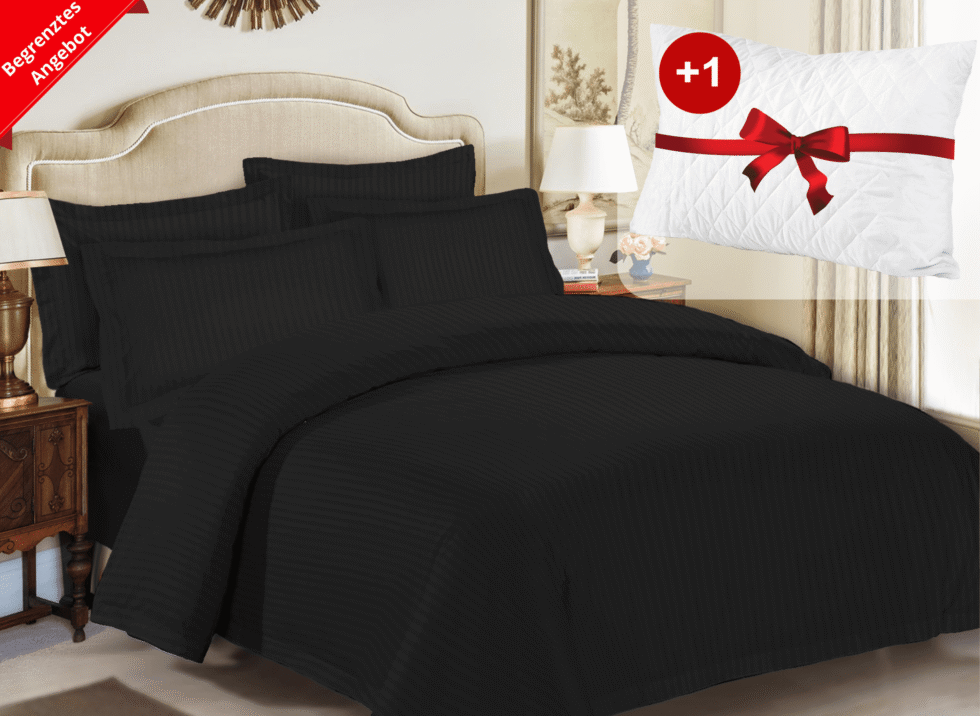 bed linen satin-bettwäsche satin - Black-schwarz +1