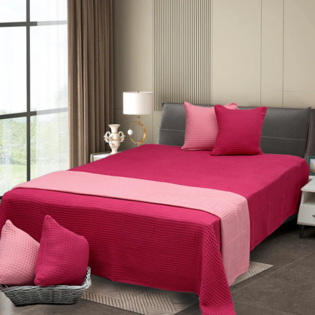 Baumwoll Tagesdecke VAFEL -Rosa/Hellviolett