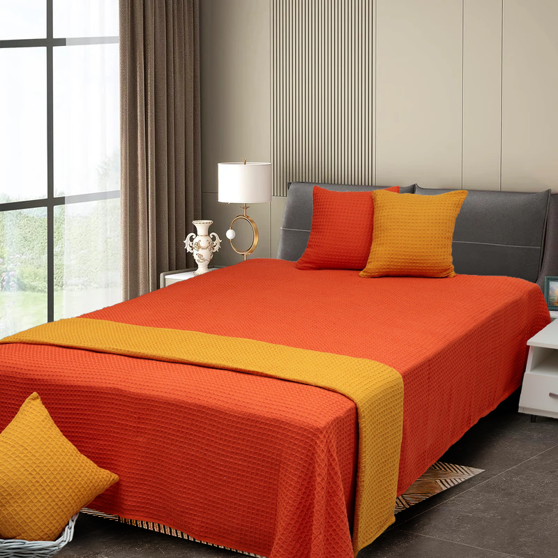 vafel-orange-tagesdecke-bedspread