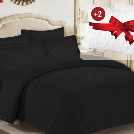 Luxusbettwäsche aus 100% Baumwollsatin, PREMIUM QUALITÄT -Schwarz