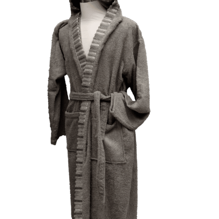 Cotton bathrobe Elegans 450 gr-Baumwollbademantel Elegans 450 gr-grau-grey-M,L,XLXXL