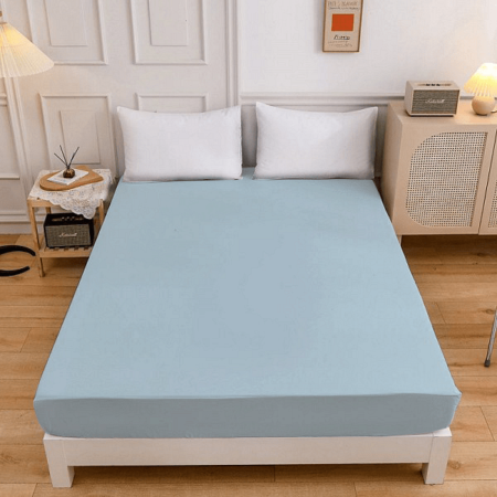 Spannbettlaken aus 100% Baumwolle - Hellblau