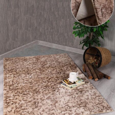 Weicher Kurzflor Teppich-Beige